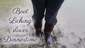 Boot Licking slaves Dinnertime