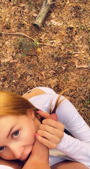 Sloppy blowjob in the park. She mouth is made for cock