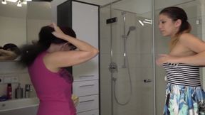 French Lesbians Playing with Each Other Pussy in Shower