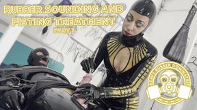 Rubber Sounding and Wristing part 1 - Lady Bellatrix heavy rubber dominatrix and rubber gimp