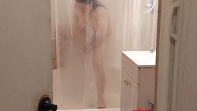 Angry BBW Uses Roommate's Dildo in Shower