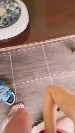 A JUICY BLOWJOB FOR A NEIGHBOR FROM A CUTE BRUNETTE (POV)   Clip 2