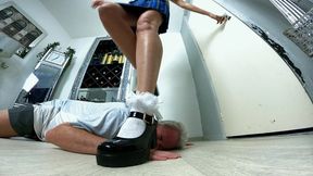 Danielle Chunky Mary Jane School Shoes Walking Trample On His Hands Fingers & Head Part 2 FLOOR CAM