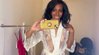 See Through Transparent Robe Try On Haul in Fitting Room.