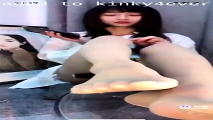 Lonely Korean Babe Displaying Her Sexy Stockinged Feet And Toes In A S  K4E