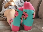 TEEN SHOWS HOT SOCKS FETISH FEET AND LONG LEGS ON WEBCAM - BEST FEET EVER