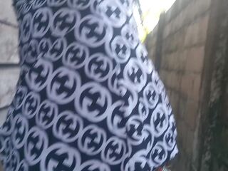 BLACK CUTIE PEE BESIDE NEIGHBOR'S ABODE WIFE CHEATING SPOUSE PEEP