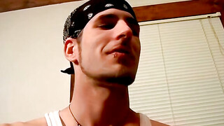 Hardcore stroking and smoking session on the couch by straight buddies Chain and Benz