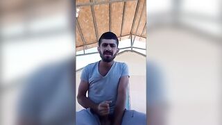 Watch this hot Arab babe satisfy his man's needs in public with a messy cumshot
