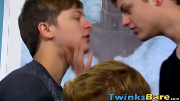 Cute twink lets two guys plow his every hole without condoms