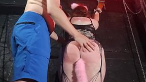 Slutty chick's public paddling gets her raw and wet