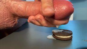 Slow-mo Oreo Cumshot: Dripping Sperm Load on Cookie Close-up!