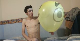Blowing up a Huge Smiley Balloon While Jerking off