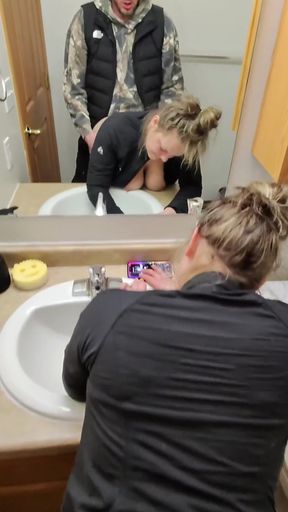 Sneaky Sex with Horny Wife in the Bathroom After Party   Clip 1