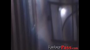 Busty blonde lesbian submits to spanking and rubs pussy