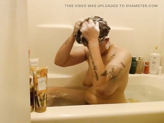 Short Hawt Hair Lathered up Shampooed
