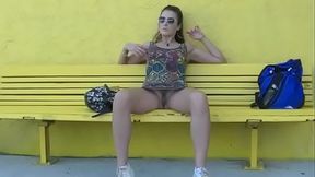 Helena Price Upskirt Wife 30 - Hubby films me as I flash my hairy bush in public at an auto shop!