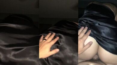 Creampie in a satin dress riding a big dick