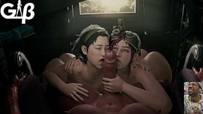 Two Scavenging Sluts Licking On A Big Breast Transgender BBC, Mad Moxxi Deepthroating Amara&rsquo_s Cock