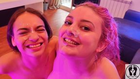 smoking girl boobs play after facial cum on face public