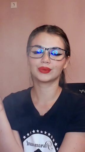 Emotional moment from &quot;Sensual brunette smoking and wearing geek glasses&quot;