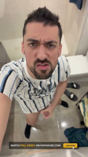Hot Stepdaddy Wanking off in Public Bathroom