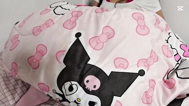 Step sis caught stroking tight pussy under covers with her brother watching