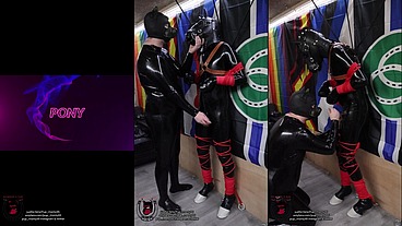 Rubber pony bound and teased