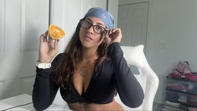 Eating juicy fruit