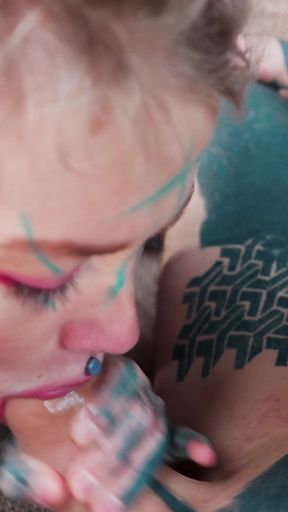 Tattooed Hippie Anal Fuck Herself with Dildo with Big Dick