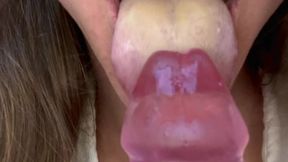 White Tongue Dildo Suck & Lick