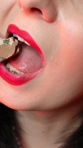 Giantess Devour Fetish Video - Slowly Eating Chocolate Man - Seduce and Dirty Talk