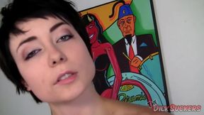 Shy brunette Zoe Voss gently touches and sucks excited cock in casting video