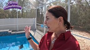 Kinky Realtor Carissa sneaks into her client’s hot tub in hose and bra and is almost caught!