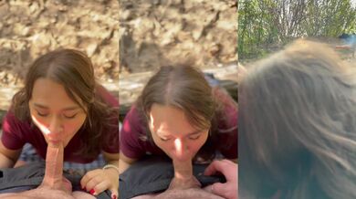 Fucking a bitch's mouth at a picnic