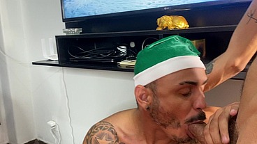 Suruba de natal - orgia BAREBACK com muito leite entre amigos PART.1