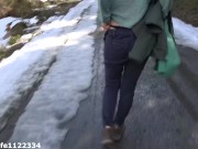 Hiking adventures flashing naked body and getting fucked in outdoors with cumshot on face POV