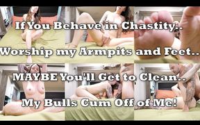 You Stay Locked in Chastity While My Bull Gives You a Mess to Clean