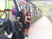 SUPER BEAUTIFUL PUBLIC SWINGER COUPLE CAUGHT OUTSIDE BIKE TRAIL CAMERA MAN