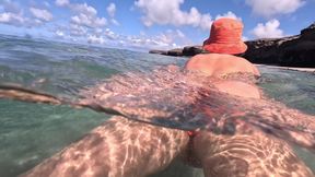 Naked MILF Swimming with Anal Plug Underwater