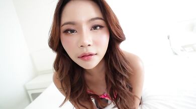 Asian girl warms my cock deep in POV lingerie
