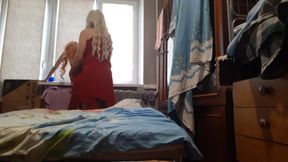 Blonde Stepmom Seduces Redhead Stepdaughter and Fucks Her While Her Husband Takes a Shower