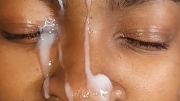 GIANT CUM FACIAL ON EBONY TEEN