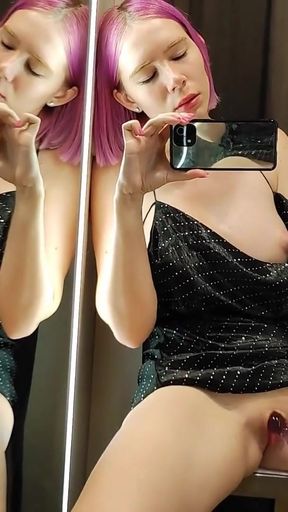 I wanted to take a risk and fuck myself in the fitting room. Masturbation in a fitting room in a mall   Clip 2
