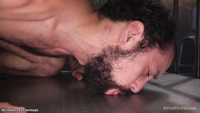 ”Mistress makes slave suck prick to guy”