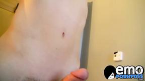 ”Skinny emor brunette Conner wanks & cums in his own mouth”