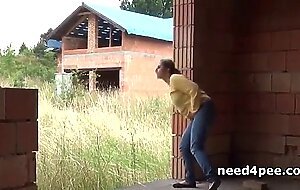Hot teen girls in need pissing in public