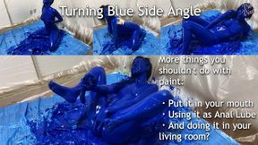 Turning Blue with Paint As Anal Lube Extreme WAM (Side Angle)