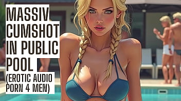 Massive Cumshot in Public Pool - Audio Porn