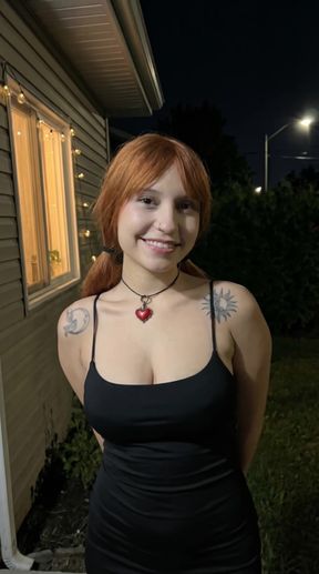 Cute teen teases her tits and ass